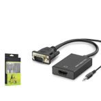 Hadron HDX7794 VGA E HDMI D 3.5 mm AUX Sesli USB Güç Beslemeli Siyah Dönüştürücü Adaptör