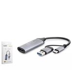 Hadron HDX7831 Type-C - 2xUSB 3.0 + Type-C PD + HDMI 4K 30Hz + 10/100 Ethernet Lan 5in1 Dönüştürücü Adaptör - Gri