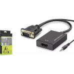 Hadron HDX7874 VGA Erkek To HDMI Dişi 1080P Görüntü Dönüştürücü Ses Çıkışlı Uyumlu Adaptör - Siyah