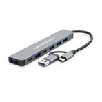 Hadron USB C & USB A Hub 7'si 1 Arada Docking Station | USB 3.0 & USB 2.0 Portları | Çift Girişli Konnektör (Type-C ve USB-A) | Güç LED Göstergeli, BC1.2 Destekli