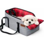 Haegs Araç Konsol Üstü Köpek Koltuğu - Köpek Taşıma Çantası, Küçük Köpek Yatağı Gri - Kırmızı - Siyah - Kırmızı - 42 x 22 x 22 cm