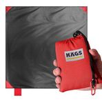 Haegs Cep Yer Örtüsü, Piknik Örtüsü Kamp Matı, Plaj Yer Örtüsü, Su Geçirmez, Kum Tutmaz, Hızlı Kurur, Katlanabilir Zemin Örtüsü Açık Hava Kamp Yürüyüş Seyahat için - El Askılı 150-150cm - Kırmızı