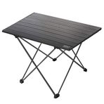 HAEGS Full Alüminyum Katlanır Kamp Masası, Piknik, BBQ, Balıkçılık, Doğa Aktiviteleri, Plaj için Kolay Taşınabilir Kompakt Outdoor Ultra Hafif Kamp Masası Büyük Boy - Siyah