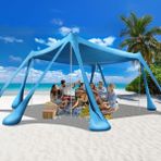 Haegs Plaj Gölgelik Tente Deniz Şemsiyesi Bahçe Gölgeliği Güneşlik Kamp Piknik 300X300CM Açık Mavi - 300-300cm Açık Mavi