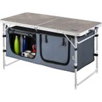 Haegs Saklama Dolaplı Kamp Masası, Outdoor Mutfak Dolabı, Katlanabilir Piknik Masası Mermer Desenli - 120x60 cm