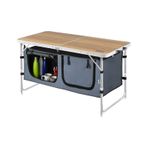 Haegs Saklama Dolaplı Katlanabilir Outdoor Kamp Piknik Masası - Seyahat-Dış Mekan Mutfağı 120 x 60 CM - Hareli Ceviz