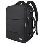 Haegs Seyahat Sırt Çantası, Seyahat Çantası Hafif El Çantası Küçük Bavul Valiz, Uçak Onaylı Kabin Çantası, Erkek ve Bayan İçin, 15.6 inç Notebook Dizüstü Bilgisayar Laptop Macbook Çantası, Siyah