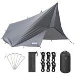 Haegs Su Geçirmez Tarp Tente Gölgelik Örtü, 4 Mevsim Taşınabilir Örtü Branda Çok İşlevli Outdoor Açık Hava Kamp Seyahat Tente Branda Yağmurluk, Güneşlik Karavan Yan Gölgelik Çadır 300x400 cm - Gri