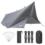 Haegs Su Geçirmez Tarp Tente Gölgelik Örtü, 4 Mevsim Taşınabilir Örtü Branda Outdoor Açık Hava Kamp Seyahat Tente Branda Barınak Yağmurluk, Güneşlik Karavan Yan Gölgelik Çadır 300x300 cm- Gri