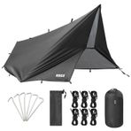 Haegs Su Geçirmez Tarp Tente Gölgelik Örtü, 4 Mevsim Taşınabilir Örtü Çok İşlevli Outdoor Açık Hava Kamp Çadırı Örtüsü Branda Yağmurluk, Güneşlik Karavan Yan Gölgelik Çadır 300x400 cm - Siyah