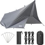 Haegs Su Geçirmez Tarp Tente Gölgelik Örtü, Taşınabilir Örtü Branda Çok İşlevli Outdoor Açık Hava Kamp Seyahat Tente Branda Barınak Yağmurluk, Güneşlik Karavan Yan Gölgelik Çadır 300X300 Cm- Gri
