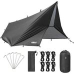 Haegs Su Geçirmez Tarp Tente Gölgelik Örtü, Taşınabilir Örtü Branda Çok İşlevli Outdoor Açık Hava Kamp Seyahat Tente Branda Barınak Yağmurluk, Güneşlik Karavan Yan Gölgelik Çadır 300X300 Cm Siyah