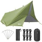 Haegs Su Geçirmez Tarp Tente Gölgelik Örtü, Taşınabilir Örtü Branda Çok İşlevli Outdoor Açık Hava Kamp Seyahat Tente Branda Barınak Yağmurluk, Güneşlik Karavan Yan Gölgelik Çadır 300X400 Cm - Yeşil