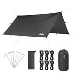Haegs Tarp Gölgelik Tente, Taşınabilir Örtü Branda Çok İşlevli Outdoor Açık Hava Kamp Seyahat Tente Branda Güneşlik Karavan Tente Yan Çadır Gölgelik - 300x300 cm - Siyah
