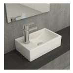 Hafele Molly II 370x220 mm Sol Parlak Beyaz Banyo Lavabosu