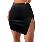 Hafif Giyim Siyah Fantezi Seksi Metal Detaylı Mini Etek HF103138 - S - M