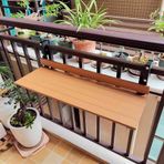 Hafif Katlanır Balkon Korkuluk Masası - 80 x 26 cm Hava Koşullarına Dayanıklı Dış Mekan Asılı Raf Çok Fonksiyonlu Güverte Bar Masası Veranda Güverte Bahçe için - Kahverengi