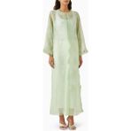Hafif Organza Bulut Kırışık Abaya Modern ve Şık Modest Giyimde Fark Yaratıyor - Açık Yeşil - M - L