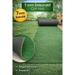Hafızoğlu Plastik Premium Kalite Suni Balkon Bahçe Kaymaz Taban Çim Halı 7 mm - Yeşil - 2 x 7,5 m