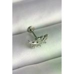 Hafk HFK-MMEYEB673f44382eae211a540dde08 Mey İthalat® 316L Çelik Gümüş Renk Dal Model Zirkon Taş Detaylı Tragus Piercing