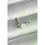 Hafk HFK-MMEYEB673f44b11f17577d3a03d443 Mey İthalat® 316L Çelik Gümüş Renk Zirkon Taş Detay Beyaz Çiçek Model Tragus Piercing