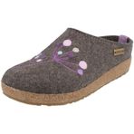 HAFLINGER Grizzly Amaya 751009 kadın ev terliği, nakışlı terlik keçe, Antrasit, 40 EU