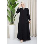 Hafsa Mina Biye Detaylı Siyah Ferace - 40
