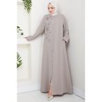 hafsamina Çiçek Detay Taşlı Ferace Bej HM2847