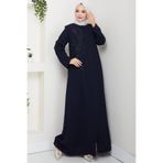 hafsamina Çiçek Detay Taşlı Ferace Lacivert HM2847