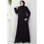 hafsamina Çiçek Detay Taşlı Ferace Siyah HM2847