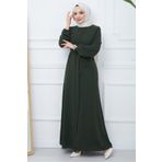 hafsamina Gizli Patlı Kuşaklı Ferace Haki HM2361