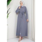 hafsamina Kolu Taşlı Gizli Patlı Ferace Gri