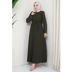 hafsamina Kolu Taşlı Gizli Patlı Ferace Haki