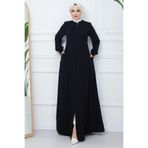 hafsamina Parçalı Battal Beden Mevlana Ferace Siyah HM02362