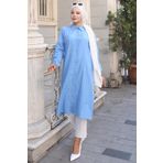 hafsamina Yazlık Uzun Pamuklu Tunik Bebe Mavisi HM2109