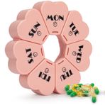 Haftalık Hap Düzenleyici Pembe, Mooyue Seyahat İlaç Düzenleyici Büyük Bölmeler Artrit Dostu, Sevimli Hap Kutusu 7 Gün, Vitaminler, Balık Yağları, Takviyeler için Günlük Hap Kutusu Düzenleyici