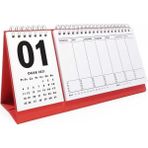 Haftalık Planlamalı 2026 Masa Takvimi - Kırmızı Beyaz - -- - 25x7cm