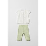 Hafy Baby Fırfırlı, Yazlık, Kız Bebek Alt Üst Penye Takımı - Mint - Beyaz - 9 - 12