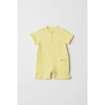 Hafy Baby Hello World Desenli, Kısa Kollu, Yazlık Bebek Tulumu - Sarı - 3 - 6 Ay