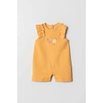Hafy Baby Meyve Nakışlı, Fırfırlı, Yazlık, Kız Bebek Şort Tulum - Hardal - 12 - 18 Ay