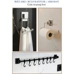 Hagen 3'lü Krom Banyo Seti Çeyizlik Set - Banyo Rafı-Havlu Askısı-Rulo Kağıt Havluluk-Tuvalet Kağıtlık