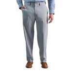 Haggar Erkek Premium Konfor Tonal Ekose Klasik Fit Düz Ön Streç Elbise Pantolon, Gümüş, 36W / 29L