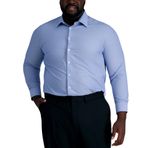 Haggar Erkek Smart Wash Klasik Kesim Rahat Esnek Elbise Gömlek-Büyük veya Uzun Bedenler, Mavi Çizgili,