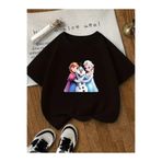 haha Kız Çocukları İçin Elsa & Anna Baskılı Tişört