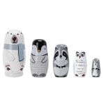 Haibing Rus Matruşka Bebekleri Yuvalama Bebekleri 5 Pcs Polar Bear Russian Matryoshka Dolls Handmade Different Animal Wood Nesting Dolls Set Toy For Birthday Gifts Rus Yuvalama Bebeği Yuvalama Bebekler