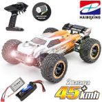 HAIBOXING 1/16 Destroyer 45KM+ Sürat Uzaktan Kumandalı Model RC Model Araba RTR Elektrikli 4WD Brushless Fırçasız Truggy Truck (Turuncu) + 1100 mAh 7.4V 2S 30C Lipo Batarya