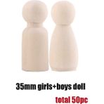 Haicheng Shop 35 mm Erkek ve Kız Stili Birçok Ahşap Peg Doll Dıy Craft El Yapımı Boş Kadın Erkek Diy Ahşap El Sanatları Için Boyasız Rakamlar Bebek Oyuncakları Ev Deco (Yurt Dışından) - Renkli