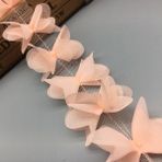 Haicheng Shop Karides Kırmızı Stili 1 Yd Renkli 3D Çiçekler Yaprakları Şifon Yaprakları Trim Gelinlik Gelin Dantel Kumaş Bebek Çocuk Giyim Aplike Dikiş (Yurt Dışından)