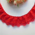 Haicheng Shop Kırmızı Stil 1 Yard 3 Katmanlı Pileli Organze Dantel Şerit Toplanan Örgü Kumaş El Yapımı Dıy Gelinlik Dantel Trim Dikiş Bebek Oyuncak Craft 6.5cm (Yurt Dışından) - Renkli
