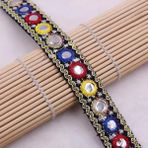Haicheng Shop Lazer Parlak Stil 1 Yard Vintage Etnik Nakış Dantel Şerit Püskül Fringe Trim Metal Charms Dıy Dikiş Konfeksiyon Ayakkabı Çanta Malzemeleri Aksesuar (Yurt Dışından) - Renkli